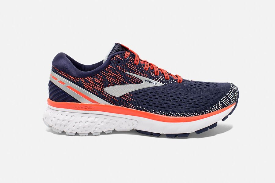 Brooks Ghost 11 Womens UK - Road Running Shoes - Navy/Coral 284-LMRTBH